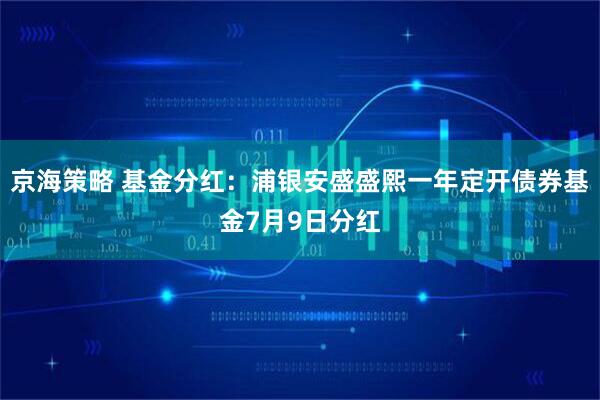 京海策略 基金分红：浦银安盛盛熙一年定开债券基金7月9日分红