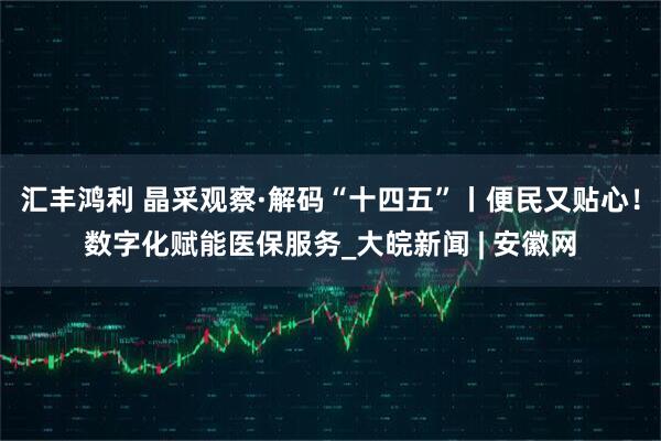 汇丰鸿利 晶采观察·解码“十四五”丨便民又贴心！数字化赋能医保服务_大皖新闻 | 安徽网